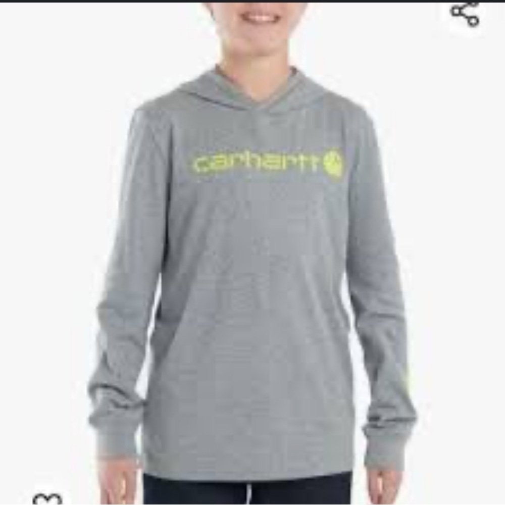 Carhartt Kids Gray Hoodie with Yellow Logo